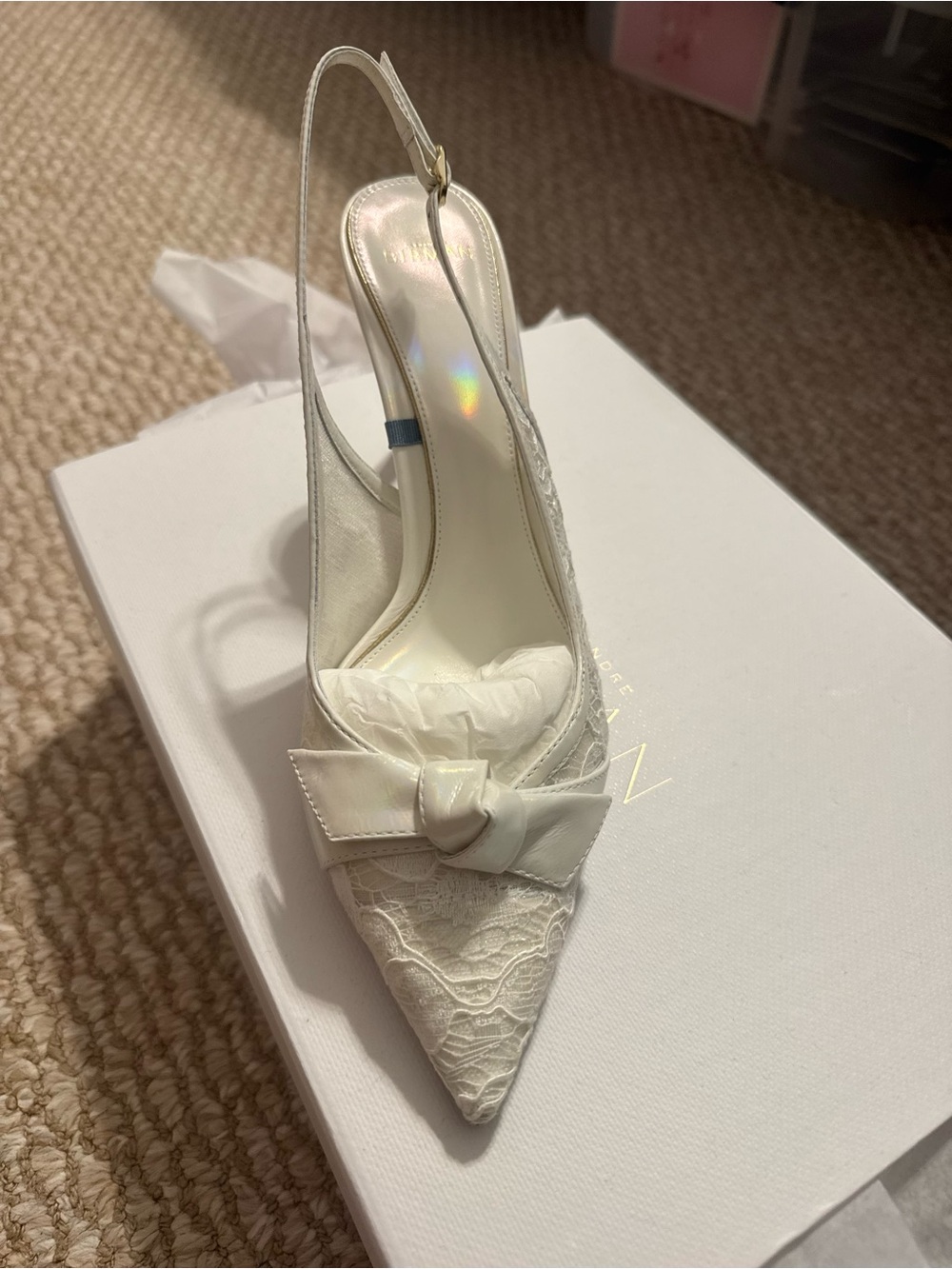 Alexandre Birman clarita 85mm sling back off white bridal pump